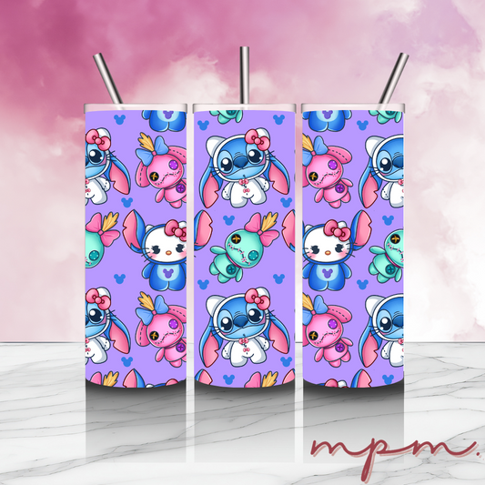 Stitch & Hello Kitty Patterned Steel Tumbler