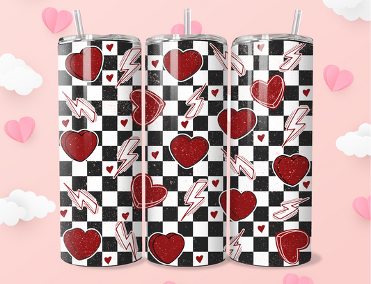 Struck by Love Checkered Steel Tumbler